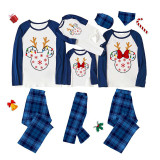 Christmas Matching Family Pajamas Cartoon Mouse Light Strings Deer Blue Pajamas Set