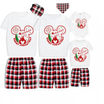 Christmas Matching Family Pajamas Cartoon Mouse Merry Christmas Santa Fireworks Gray Short Pajamas Set