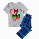 Christmas Matching Family Pajamas Cartoon Mouse Believe Tree Blue Pajamas Set