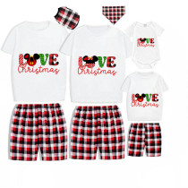 Christmas Matching Family Pajamas Cartoon Mouse Love Christmas White Short Pajamas Set