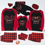 Christmas Matching Family Pajamas Cartoon Mouse Snowflake 2023 Black White Plaids Pajamas Set