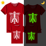 Halloween Family Matching Noctilucent Tops Skeleton Ribs Happy Halloween Luminous Family T-shirt