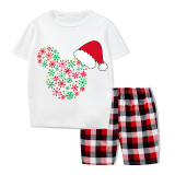 Christmas Matching Family Pajamas Cartoon Mouse Christmas Hat Gray Short Pajamas Set