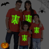 Halloween Family Matching Noctilucent Tops Skeleton Ribs Happy Halloween Luminous Family T-shirt