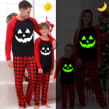 Halloween Family Matching Noctilucent Pumpkin Smile Happy Halloween Luminous Gray Pajamas Set