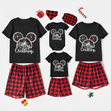 Christmas Matching Family Pajamas Cartoon Mouse Castle Merry Christmas Black Long Pajamas Set