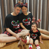Christmas Matching Family Pajamas Cartoon Mouse Merry Christmas Santa Black Long Pajamas Set