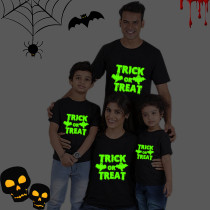 Halloween Family Matching Noctilucent Tops Trick Or Treat Happy Halloween Luminous Family T-shirt