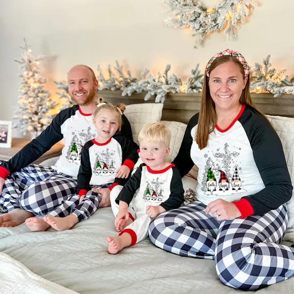 Christmas Matching Family Pajamas Snow Three Gnomies Christ Gray Pajamas Set