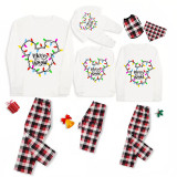 Christmas Matching Family Pajamas Cartoon Mouse Merry and Bright-light White Pajamas Set