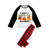 Halloween Family Matching Pajamas Spider Web Bandage Pumpkin Happy Halloween Black Red Plaids Pajamas Set