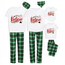 Christmas Matching Family Pajamas Cartoon Mouse Believe Santa Green Pajamas Set