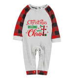 Christmas Matching Family Pajamas Christmas Begins with Christ Gray Pajamas Set