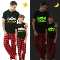Halloween Family Matching Noctilucent Boo Crew Happy Halloween Luminous Back Pajamas Set