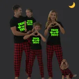 Halloween Family Matching Noctilucent Aliens Skeleton Happy Halloween Luminous Back Pajamas Set