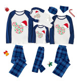 Christmas Matching Family Pajamas Cartoon Mouse Christmas Hat Blue Pajamas Set