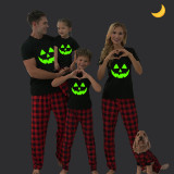 Halloween Family Matching Noctilucent Pumpkin Smile Happy Halloween Luminous Back Pajamas Set