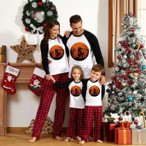 Halloween Family Matching Pajamas Spider Web Dinosaur Skull Happy Halloween Black Red Plaids Pajamas Set