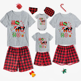 Christmas Matching Family Pajamas Cartoon Mouse HO HO HO Gray Short Pajamas Set