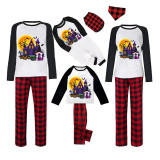 Halloween Family Matching Pajamas Witch Gnomie Terror Castle Happy Halloween Black Red Plaids Pajamas Set