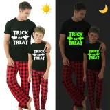 Halloween Family Matching Noctilucent Aliens Skeleton Happy Halloween Luminous Back Pajamas Set