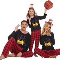 Halloween Family Matching Pajamas Ghost Pumpkin Cat Bats Happy Halloween Black Pajamas Set