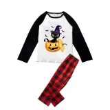 Halloween Family Matching Pajamas Ghost Pumpkin Cat Bats Happy Halloween Black Red Plaids Pajamas Set