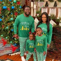 Christmas Matching Family Pajamas Christmas Begins with Christ Devout Christians Green Sreipes Pajamas Set