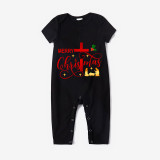 Christmas Matching Family Pajamas Devout Christians Merry Christmas Black Short Pajamas Set