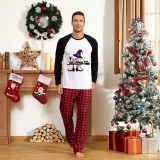 Halloween Family Matching Pajamas Witch Cat Broom Happy Halloween Black Red Plaids Pajamas Set