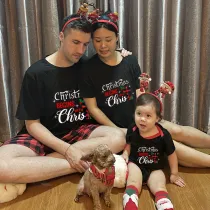 Christmas Matching Family Pajamas Christmas Begins with Christ Black Long Pajamas Set