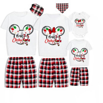 Christmas Matching Family Pajamas Cartoon Mouse Merry Christmas Santa White Short Pajamas Set