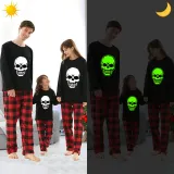 Halloween Family Matching Noctilucent Skull Happy Halloween Luminous Gray Pajamas Set