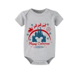 Christmas Matching Family Pajamas Cartoon Mouse Castle Santa Deer Blue Pajamas Set