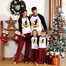 Halloween Family Matching Pajamas Ghost Pumpkin Cat Bats Happy Halloween Black Red Plaids Pajamas Set