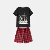 Christmas Matching Family Pajamas Snow Three Gnomies Christ Black Short Pajamas Set