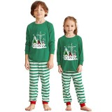 Christmas Matching Family Pajamas Snow Three Gnomies Christ Green Stripes Pajamas Set