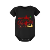 Christmas Matching Family Pajamas Devout Christians Merry Christmas Black Short Pajamas Set