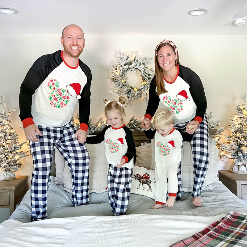 Christmas Matching Family Pajamas Cartoon Mouse Christmas Hat Red Pajamas Set