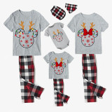 Christmas Matching Family Pajamas Cartoon Mouse Light Strings Deer Short Pajamas Set