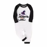 Halloween Family Matching Pajamas Witch Cat Broom Happy Halloween Black Red Plaids Pajamas Set