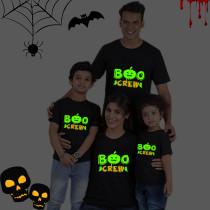 Halloween Family Matching Noctilucent Tops Pumpkin Boo Happy Halloween Luminous Family T-shirt