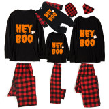 Halloween Family Matching Pajamas Hey Boo Ghost Happy Halloween Black Pajamas Set