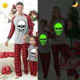 Halloween Family Matching Noctilucent Skull Happy Halloween Luminous Gray Pajamas Set