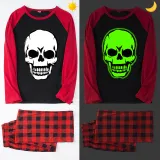 Halloween Family Matching Noctilucent Skull Happy Halloween Luminous Gray Pajamas Set