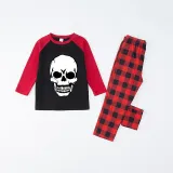 Halloween Family Matching Noctilucent Skull Happy Halloween Luminous Gray Pajamas Set