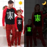 Halloween Family Matching Noctilucent Skeleton Ribs Happy Halloween Luminous Gray Pajamas Set