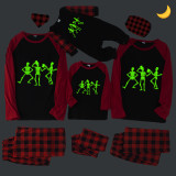 Halloween Family Matching Noctilucent Dancing Skeleton Happy Halloween Luminous Gray Pajamas Set