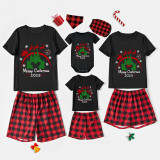 Christmas Matching Family Pajamas Cartoon Mouse Castle Santa Deer Black Short Pajamas Set