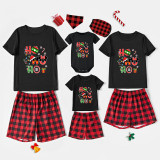 Christmas Matching Family Pajamas Cartoon Mouse HO HO HO Black Short Pajamas Set